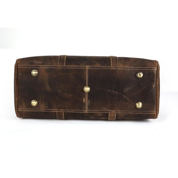 🆕Men Brown Genuine Leather Duffel Travel Overnight Leather Bag Sports Gym Bag - Picture 8 of 9